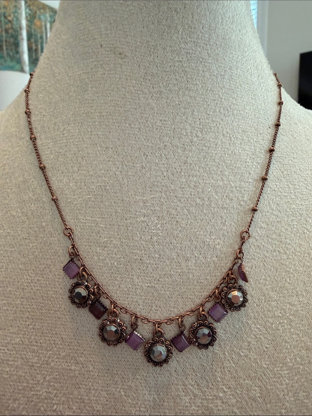 Lia Sophia Copper-Tone Necklace with Purple Accents